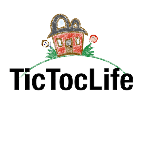 Whimsical child-like illustration of a house on a hill with two stick figures and 'tictoclife' text, embodying creativity and simplicity.
