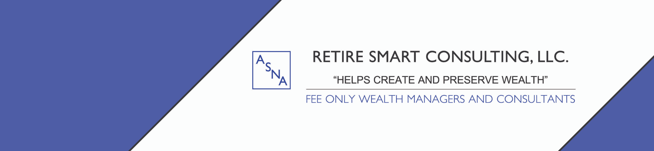 Blue and white business card featuring 