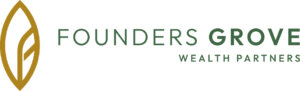 Founders Grove Wealth Partners logo featuring a gold leaf outline with an "F" inside, next to the company name in green text.