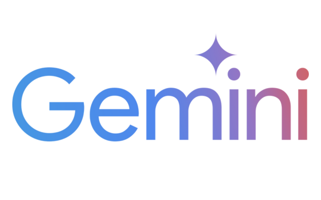 The word "Gemini" in a gradient blue-to-purple font, with a purple sparkle icon above the second "i" on a light background.
