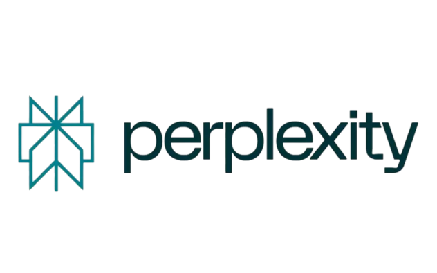The Perplexity logo features a geometric teal icon on the left and the word "perplexity" in bold, modern black letters on the right, all set against a light gray background.