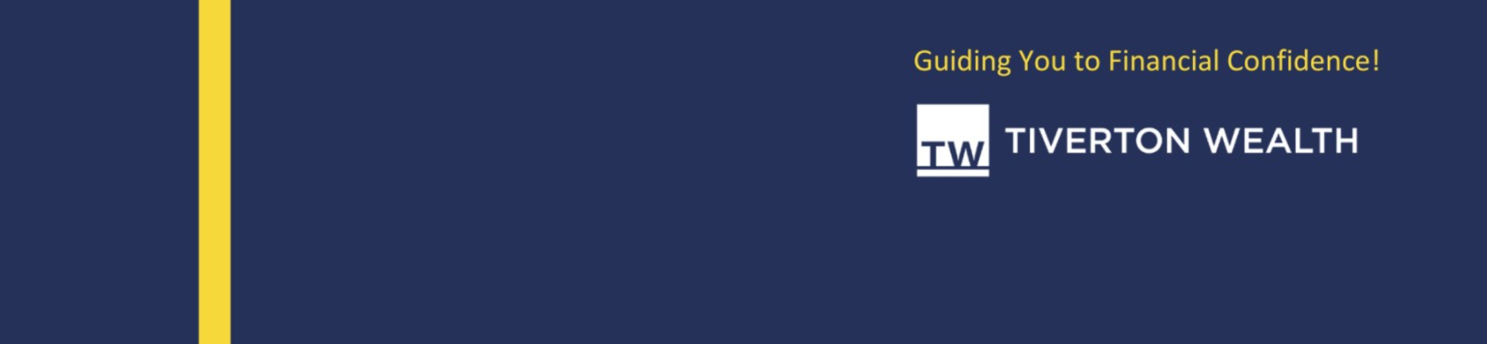 Dark blue background with a vertical yellow stripe on the left. On the right, yellow text reads 