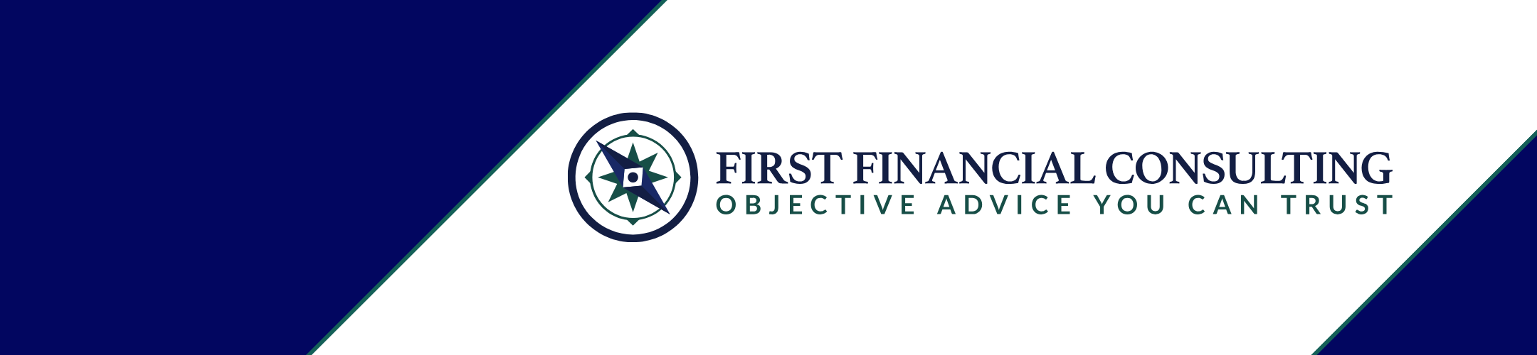 A blue and white banner with a compass logo and the text 