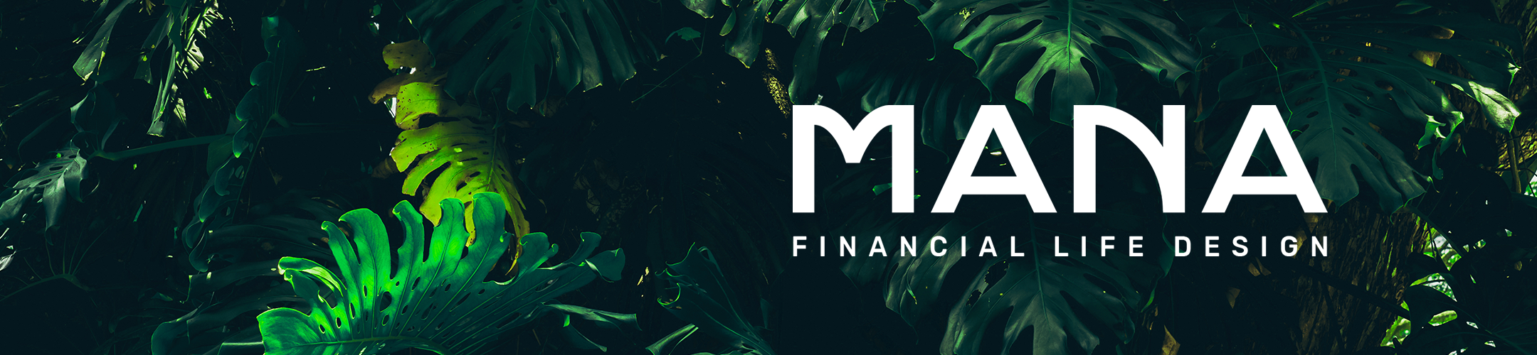 Dense green leaves with sunlight filtering through, featuring the bold white text 